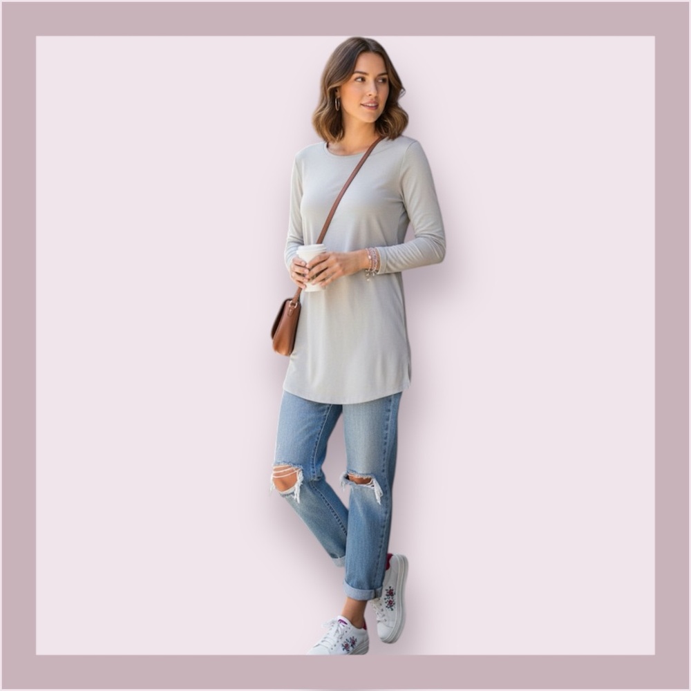 Zara Collection Grey Long Sleeve Tunic Top Size S